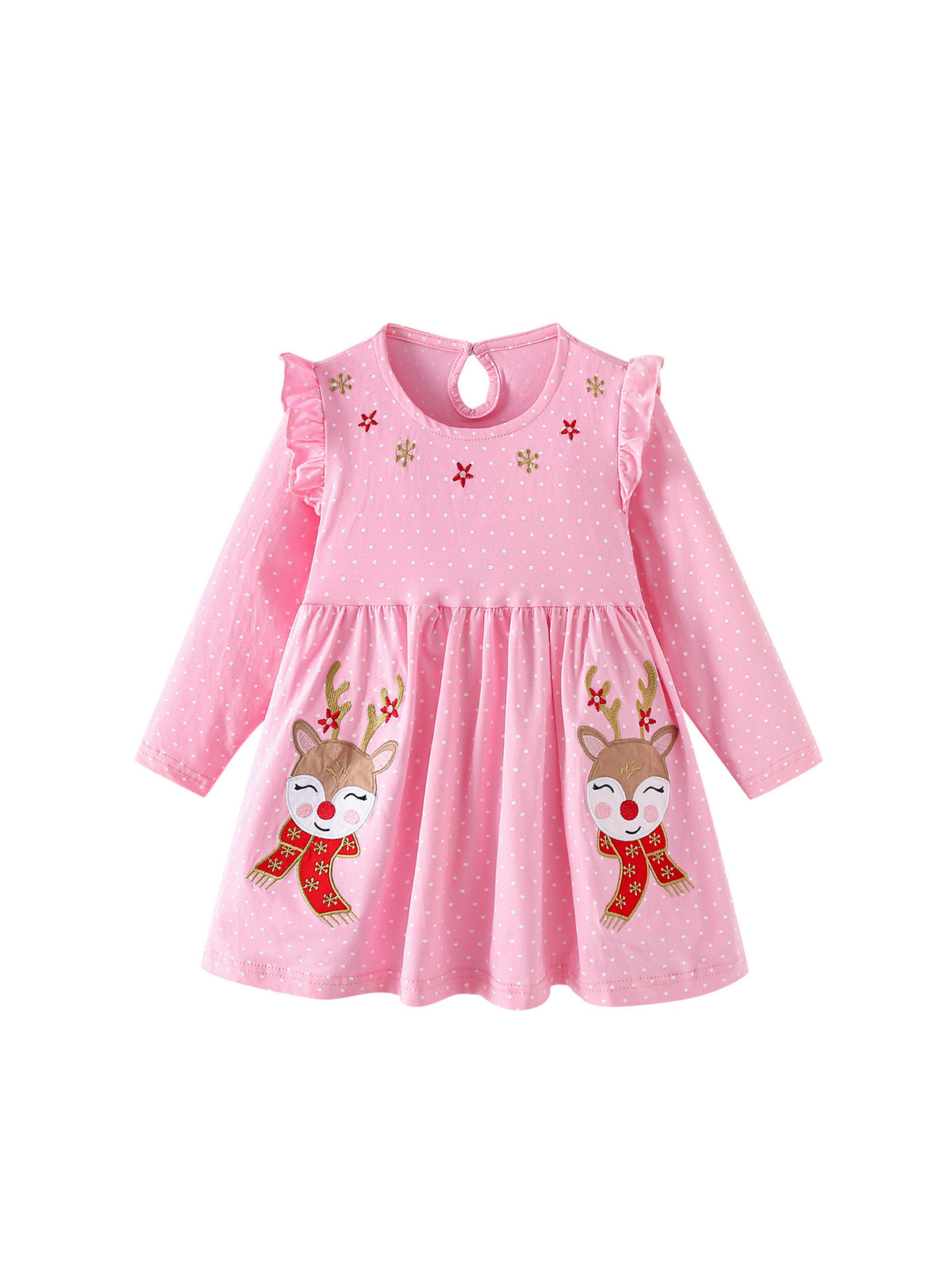 MyKids-USA® Autumn Arrival Baby Kids Girls Princess Christmas Cartoon Pattern Long Sleeves Dress