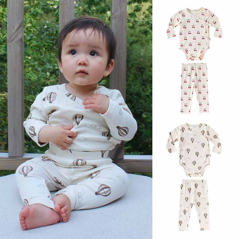 Baby Unisex Long Sleeves Casual Pattern V Neck Onesies and Pants Clothing Sets, MyKids-USA®, Baby & Toddler Outfits, MyKids-USA -  -  -  -  -  -  - 