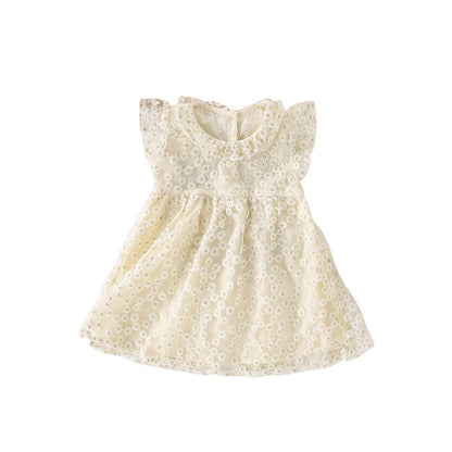 Summer Arrival Floral Pattern Fly Sleeves Tulle Dress for Stylish Girls, MyKids-USA®, Baby & Toddler Dresses, MyKids-USA - Size/Age - 100 (2-3Y) - Color - Apricot -  -  - TR2505302101-A