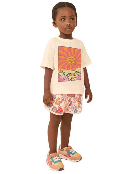 Summer Baby Kids Girls Painting Print T-Shirt And Floral Shorts Clothing Set