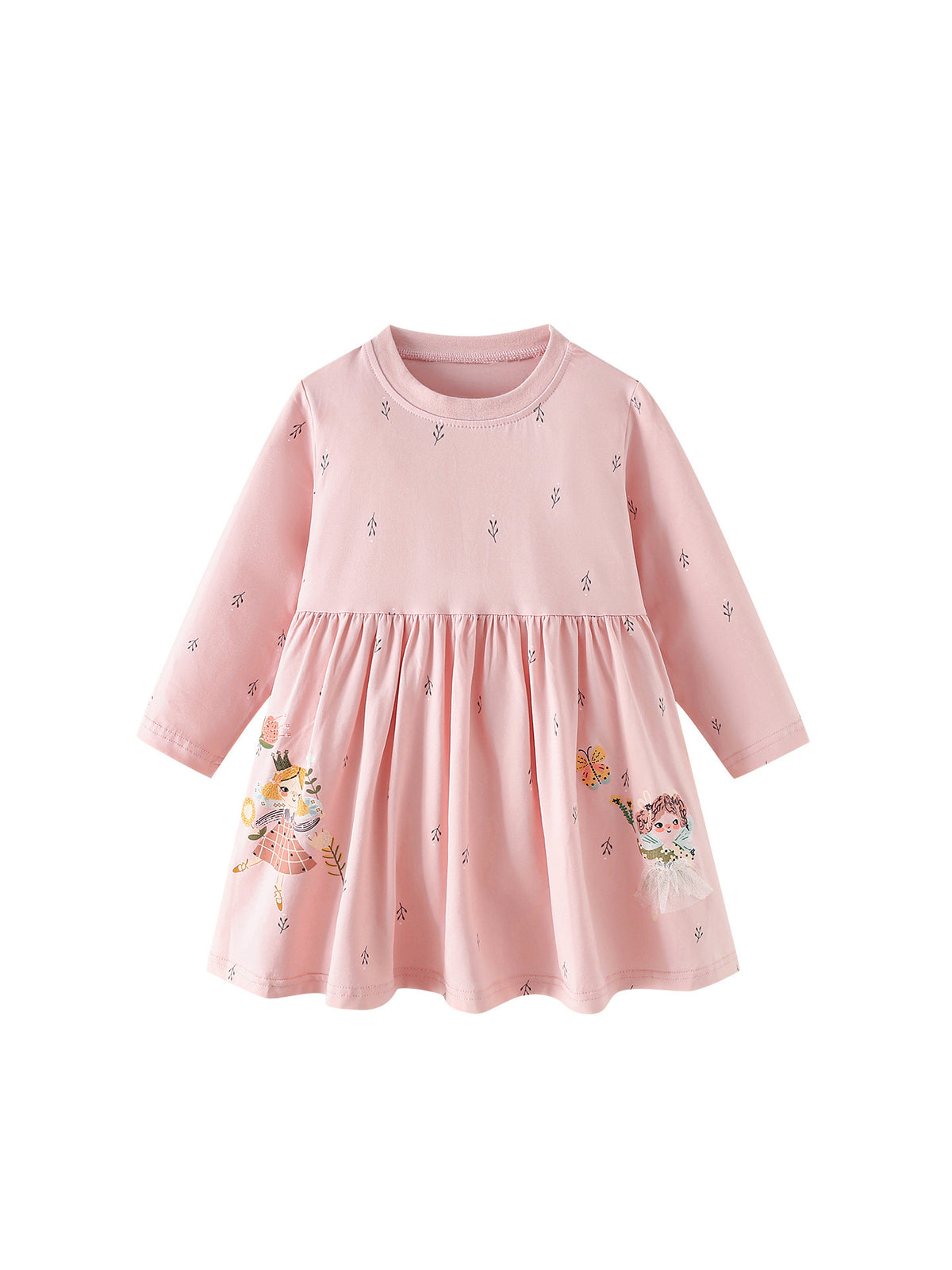 MyKids-USA® Autumn Arrival Baby Kids Girls Princess Cartoon Pattern Long Sleeves Dress