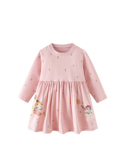 MyKids-USA® Autumn Arrival Baby Kids Girls Princess Cartoon Pattern Long Sleeves Dress
