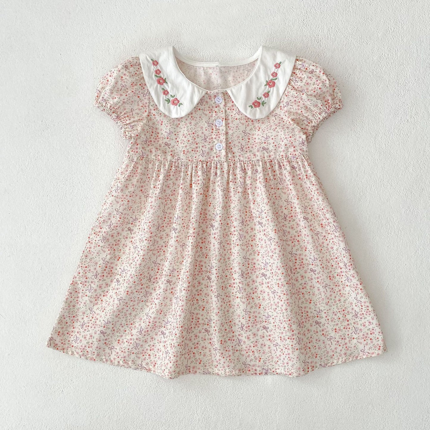 Summer Girls Flowers Pattern Bodysuit and Dress – Princess Sister Matching Set, MyKids-USA®, Baby & Children's Outfits, MyKids-USA - Size/Age - 66 (3-6M) - Color - Pink -  -  - TR2604072150-B.