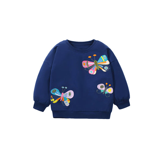 Butterfly Pattern Soft Cotton Autumn Hoodie, MyKids-USA®, Baby & Toddler Outerwear, MyKids-USA - Size/Age - 90 (12-24M) - Color - Navy Blue (Dark Blue) -  -  - JM2308092212-A