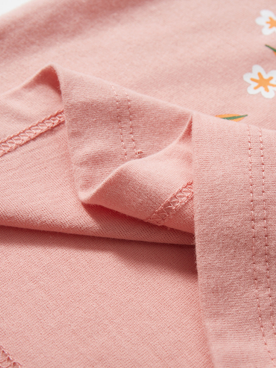 Round Neck Rabbit Cartoon Girls’ T-Shirt In European And American Style For Summer, MyKids-USA®, Baby & Toddler Tops, MyKids-USA -  -  -  -  -  -  - 