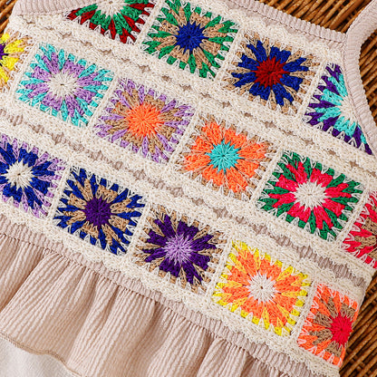 Summer Baby Kids Girls Sleeveless Embroidered Pattern Vest and Shorts Set