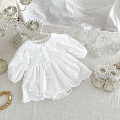 Arrival Baby Girls Long Sleeves Solid Color Bows and Flowers Embroidered Bodysuits Onesies, MyKids-USA®, Baby & Toddler Dresses, MyKids-USA -  -  -  -  -  -  - 