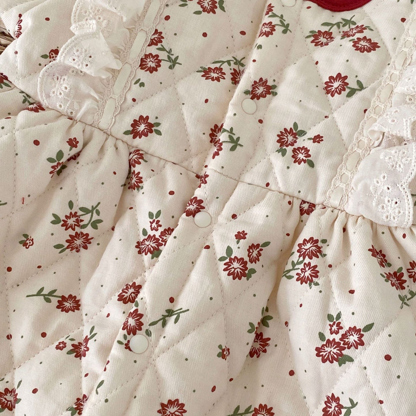 Winter Arrival Baby Girls Long Sleeves Flowers Pattern Fleece-Lined Rompers