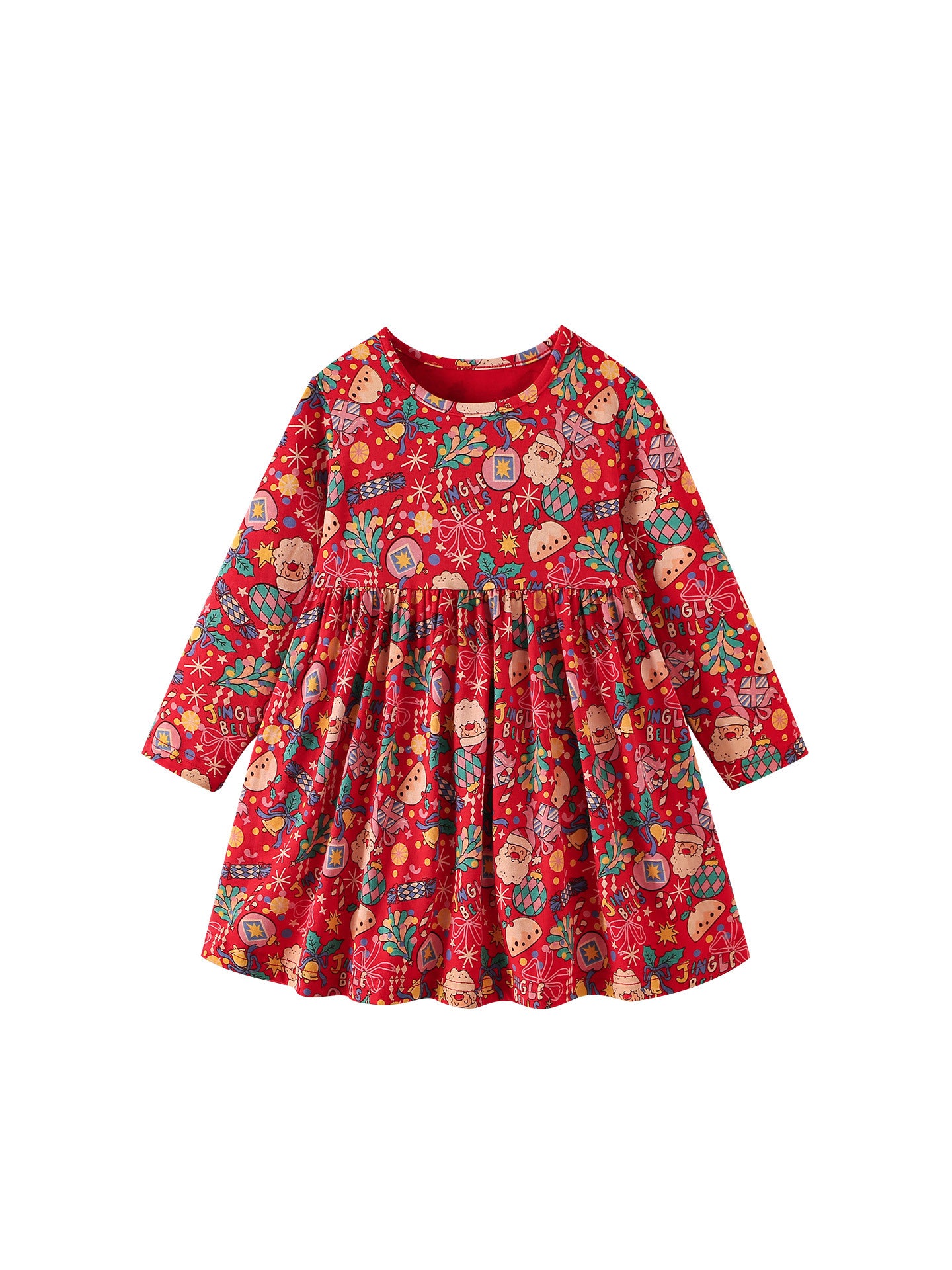 MyKids-USA® Autumn Arrival Baby Kids Girls Princess Christmas Pattern Long Sleeves Dress