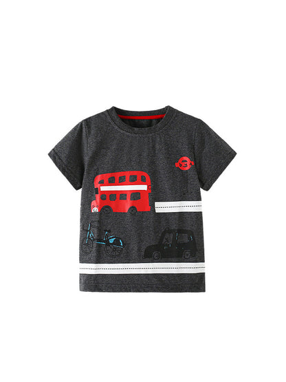 Summer Boys’ Cartoon Pattern T-shirt in European and American Style