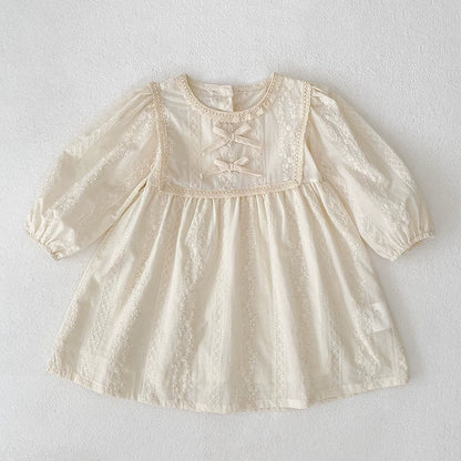 Autumn Baby Girls French Style Solid Color Flowers Pattern Long-sleeved Onesies and Dress – Princess Sister Matching Set, MyKids-USA®, Baby & Toddler Dresses, MyKids-USA -  -  -  -  -  -  - 