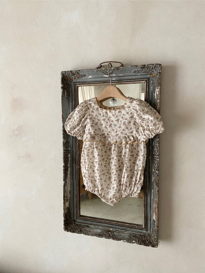 Summer Arrival Baby Short Sleeves Vintage Floral Pattern Bodysuit