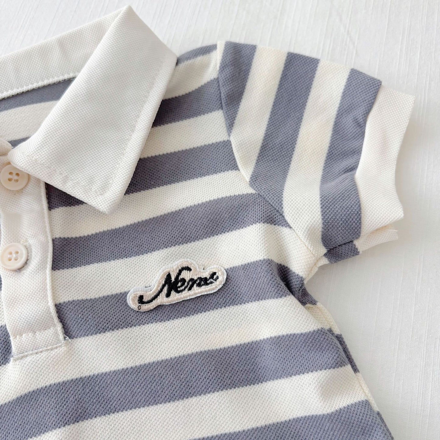 Summer Arrival Baby Unisex Casual Striped Short Sleeves Turn-down Collar Onesies, MyKids-USA®, Baby One-Pieces, MyKids-USA -  -  -  -  -  -  - 