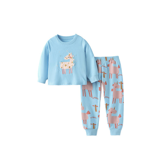 Spring and Autumn Girls Animals Cartoon Pattern Long Sleeves Top and Pants Clothing Set, MyKids-USA®, Baby & Toddler Outfits, MyKids-USA - Size/Age - 100 (2-3Y) - Color - Blue -  -  - TR2509232339-A