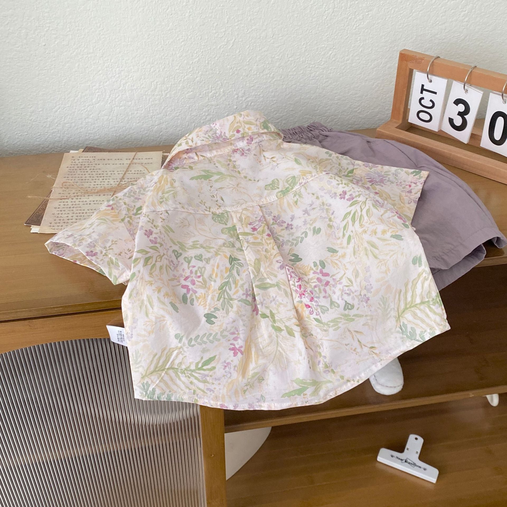 Summer Kids Unisex Casual and Versatile Short Sleeves Turn-down Collar Floral Shirt, MyKids-USA®, Shirts, MyKids-USA -  -  -  -  -  -  - .