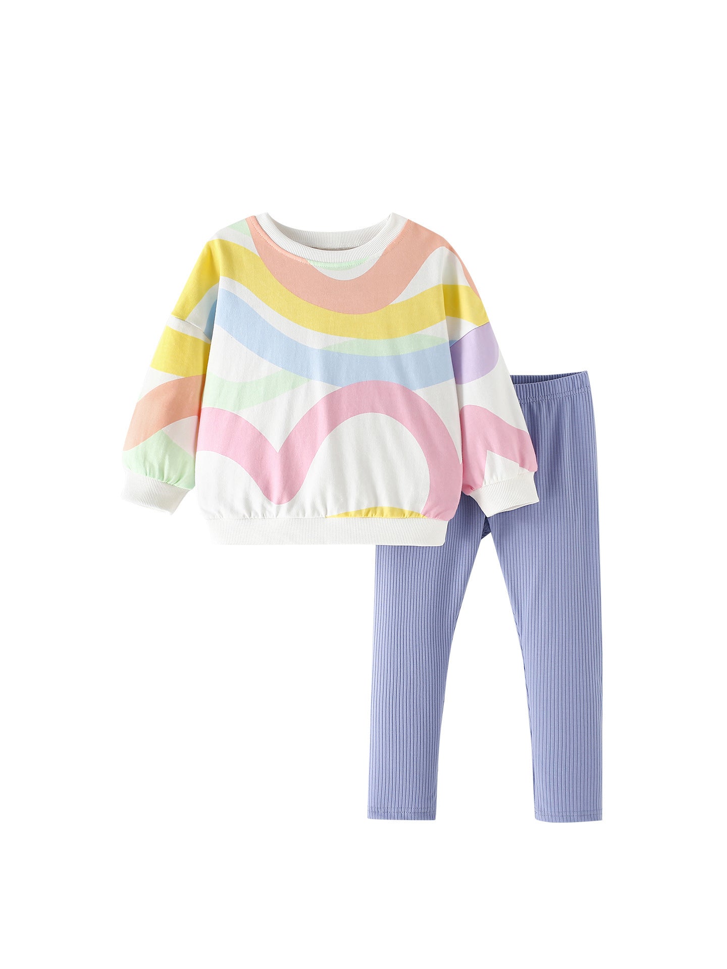 MyKids-USA® Winter and Autumn Baby Kids Girls Striped Pattern Long Sleeves Sweatshirt and Solid Color Pants Clothing Set