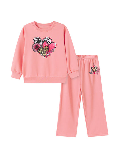 Spring and Autumn Girls Hearts Pattern Long Sleeves Top Sweatshirt and Pants Clothing Set, MyKids-USA®, Baby & Toddler Outfits, MyKids-USA -  -  -  -  -  -  - 