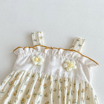 Summer Arrival Baby Girls Sleeveless Flowers Pattern Strap Bodysuit, MyKids-USA®, Bodysuits, MyKids-USA -  -  -  -  -  -  - .
