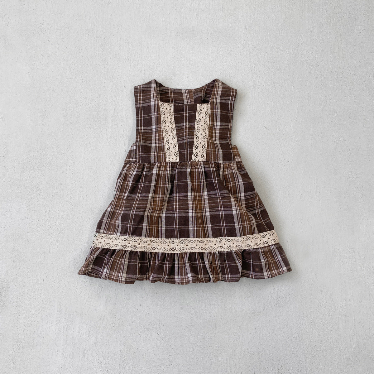 MyKids-USA® Spring and Autumn Baby Kids Girls Long Sleeves Embroidered Shirt and Sleeveless Plaid Dress Clothing Set