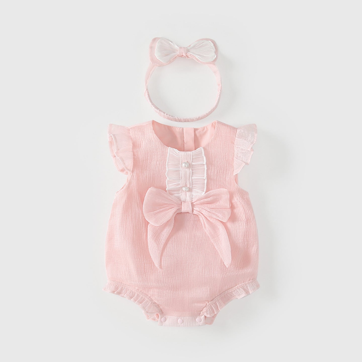 Summer Arrival Fly Sleeves Beaded Onesies for Stylish Girls, MyKids-USA®, Baby & Children's One-Pieces, MyKids-USA - Size/Age - 66 (3-6M) - Color - Pink -  -  - TR2605112359-A.