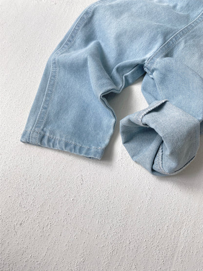 Summer Arrival Baby Kids Sleeveless Hearts Pattern Denim Overalls