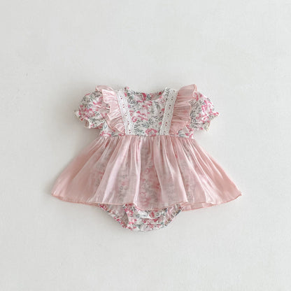 Summer Arrival Baby Girls Color Patchwork Floral Short Sleeves Tulle bodysuit Dress, MyKids-USA®, Baby & Toddler Dresses, MyKids-USA -  -  -  -  -  -  - .
