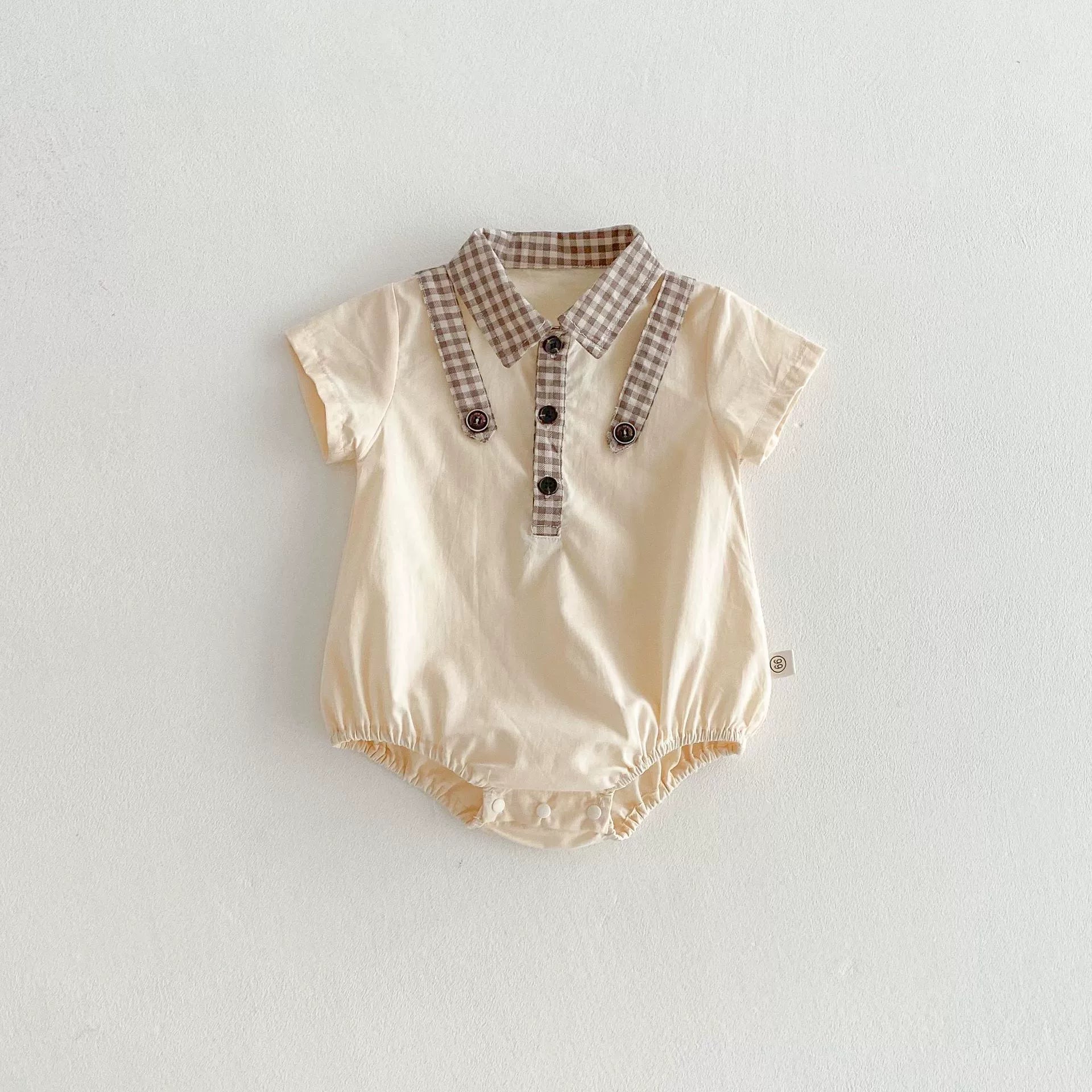 Summer Arrival Baby Unisex Casual Plaid Short Sleeves Color Patchwork bodysuit or Rompers, MyKids-USA®, Baby One-Pieces, MyKids-USA - Size/Age - 66 (3-6M) - Color - Apricot -  -  - TR2505272050-A.