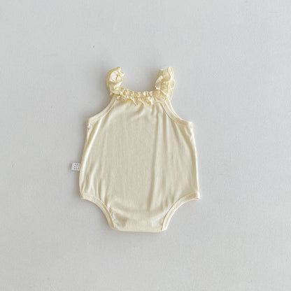 Summer Arrival Baby Girls Sleeveless Solid Color Bodysuit