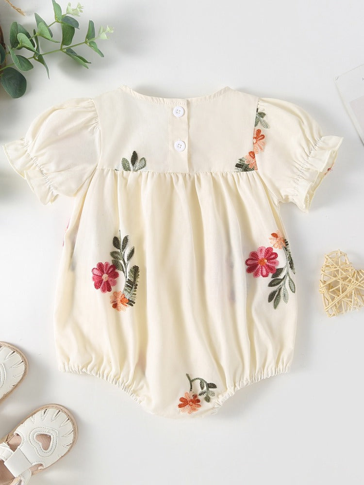Summer Baby Kids Girls Floral Pattern Sleeveless Strap Top Dress And Bloomers Clothing Set/ bodysuit, MyKids-USA®, Baby One-Pieces, MyKids-USA - Size/Age - 66 (3-6M) - Color - Beige -  -  - TR2404242031-B.