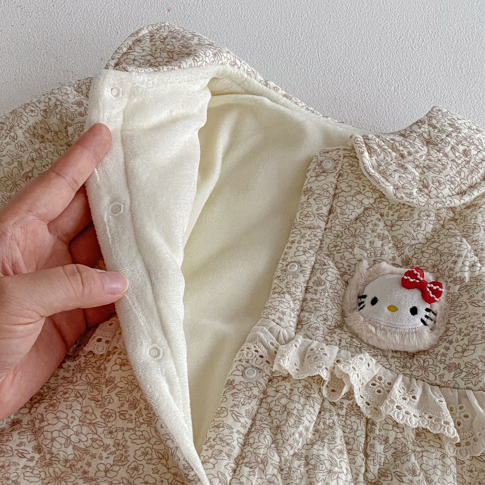 Winter Arrival Baby Girls Long Sleeves Floral and Argyle Pattern Fleece-line Warm Rompers, MyKids-USA®, Baby One-Pieces, MyKids-USA -  -  -  -  -  -  - 