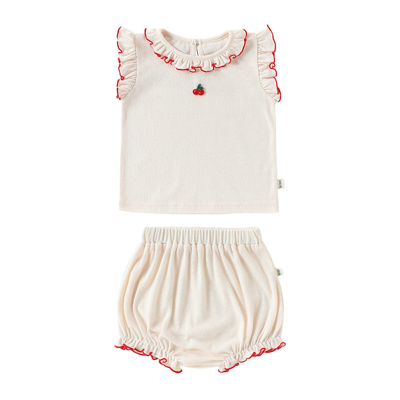 Arrival Summer Baby Kids Girls Sleeveless Fruits Pattern Vest and Shorts Clothing Set, MyKids-USA®, Baby & Children's Outfits, MyKids-USA - Size/Age - 73 (6-9M) - Color - Apricot -  -  - TR2605232222-A.