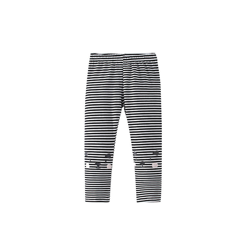 Autumn Arrival Baby Kids Girls Cartoon and Striped Pattern Casual Pants, MyKids-USA®, Trousers, MyKids-USA - Size/Age - 100 (2-3Y) - Color - Black -  -  - TR2509182322-A
