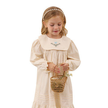 Spring and Autumn Vintage Flowers Embroidered Long-sleeved Dress for Stylish Girls, MyKids-USA®, Baby & Toddler Dresses, MyKids-USA -  -  -  -  -  -  - 