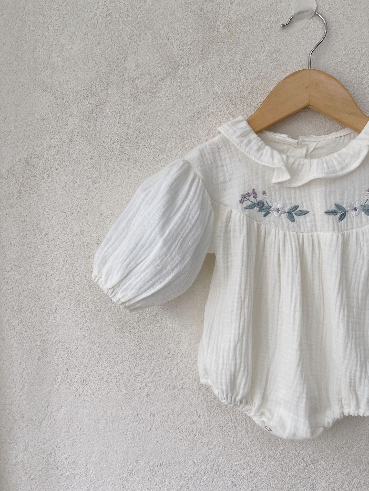 MyKids-USA® Autumn Arrival Baby Kids Girls Long Sleeves Vintage Flowers Embroidered Bodysuit