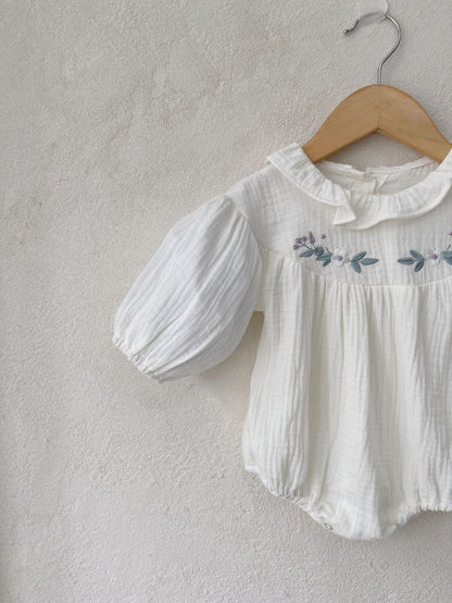 MyKids-USA® Autumn Arrival Baby Kids Girls Long Sleeves Vintage Flowers Embroidered Bodysuit