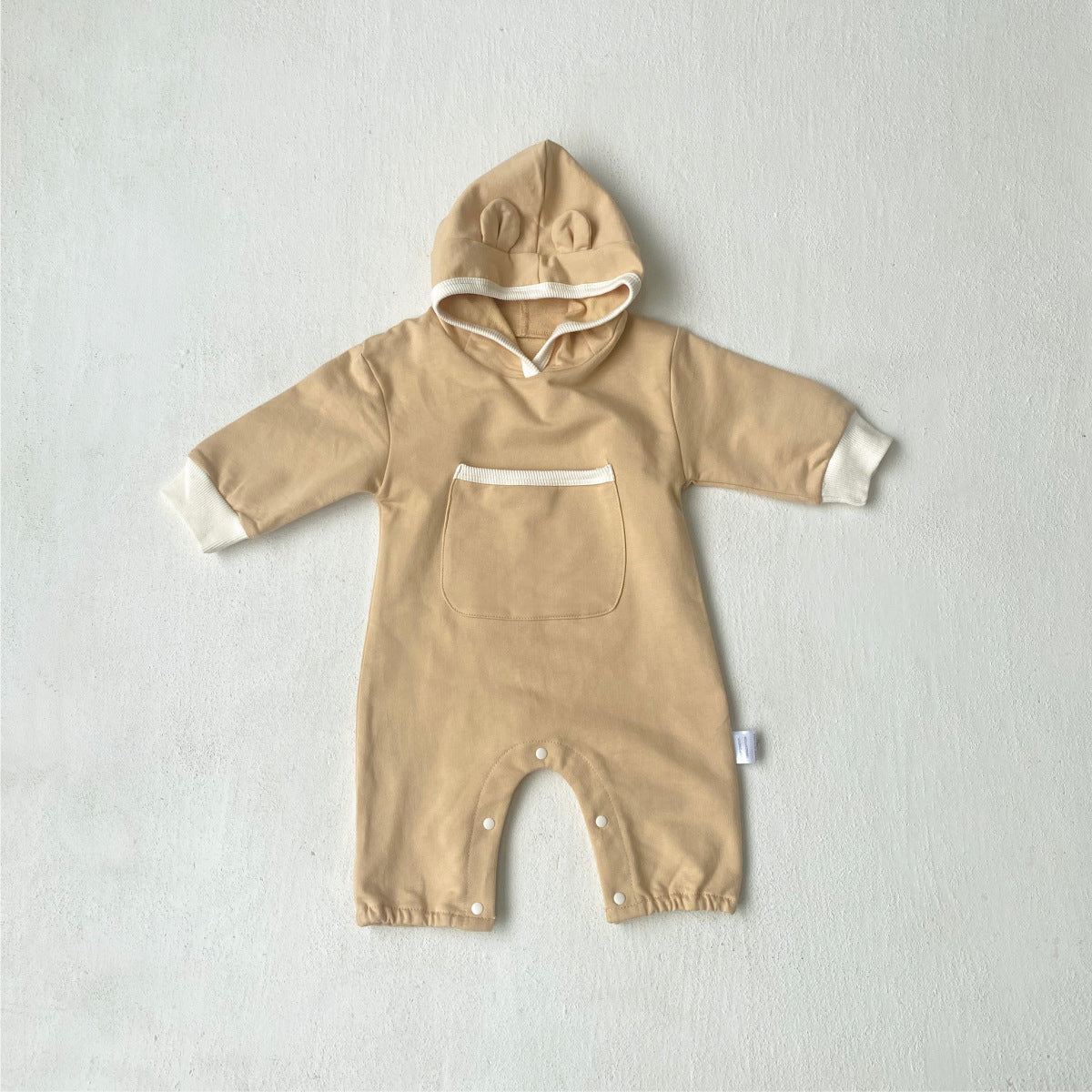 MyKids-USA® Autumn Hot Selling Baby Unisex Color Patchwork Hooded Long Sleeves Romper