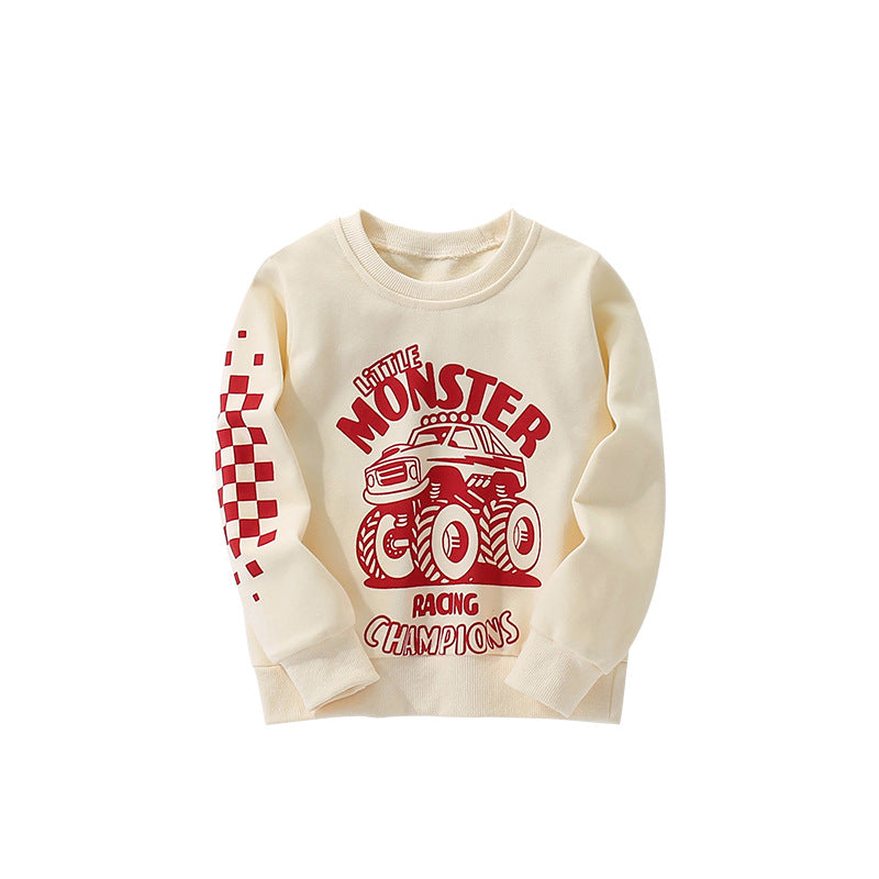 Autumn and Spring Arrival Cartoon and Letters Pattern Long Sleeves Pullover for Boys, MyKids-USA®, Sweaters, MyKids-USA - Size/Age - 100 (2-3Y) - Color - Beige -  -  - TR2509122258-A