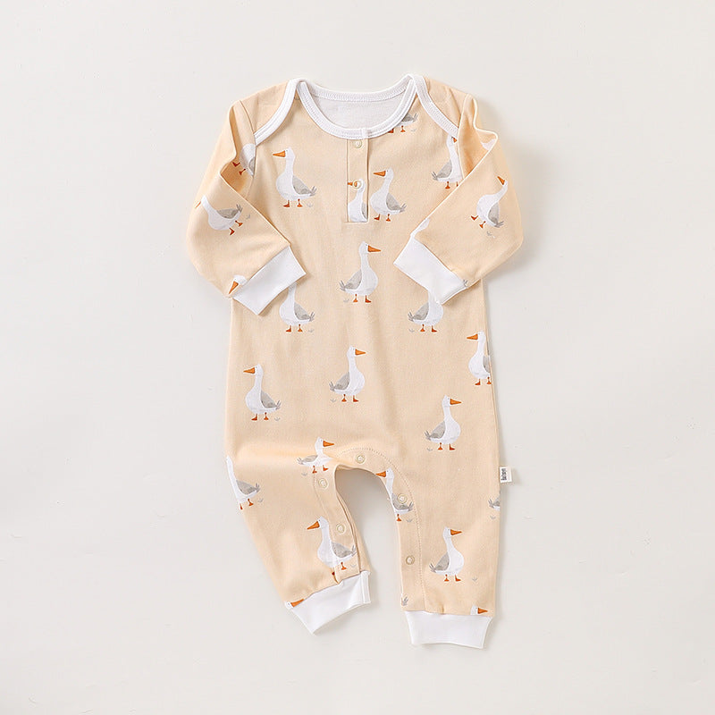 Autumn and Spring Arrival Baby Unisex Simple Animals Cartoon Pattern Long Sleeves Rompers, MyKids-USA®, Baby One-Pieces, MyKids-USA - Size/Age - 66 (3-6M) - Color - Apricot -  -  - TR2409261729-A