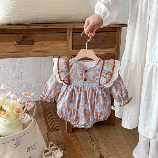 Spring and Autumn Arrival Baby Girls Long Sleeves Vintage Floral Bodysuit