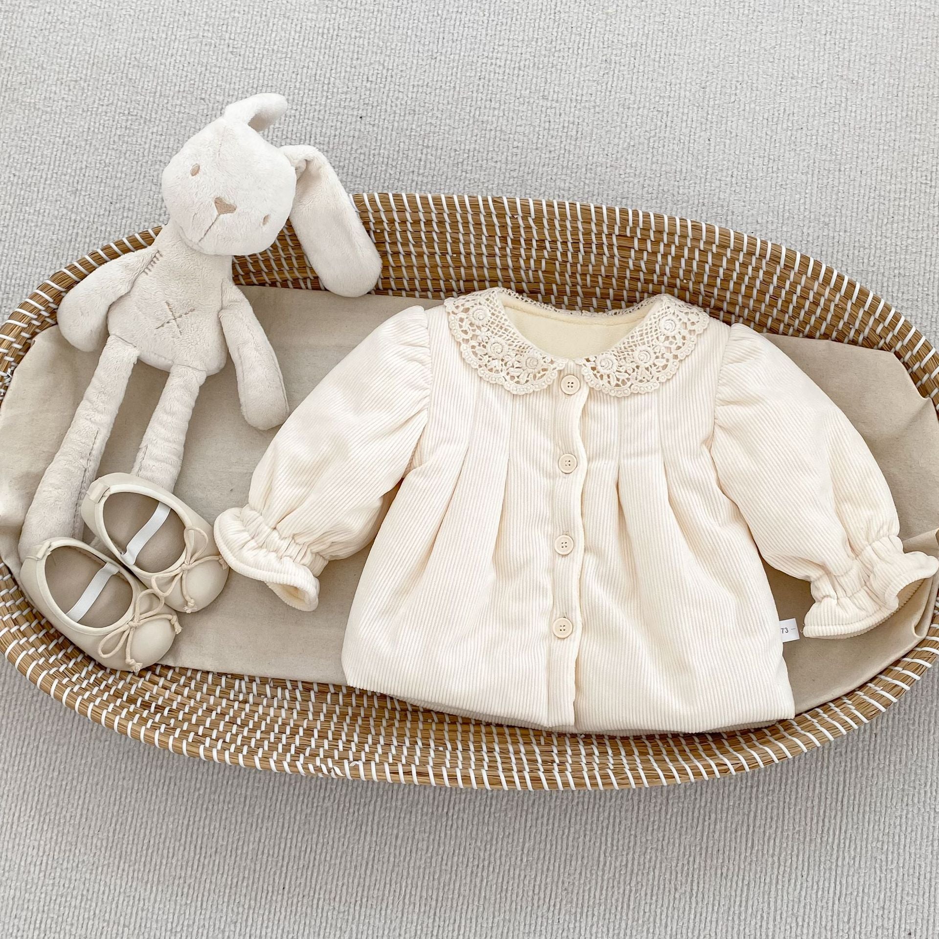 Winter Arrival Baby Kids Girls Lace Collar Long Sleeves Fleece-lined Coat, MyKids-USA®, Baby & Toddler Coats & Jackets, MyKids-USA - Size/Age - 73 (6-9M) - Color - Beige -  -  - TR2511302308-A