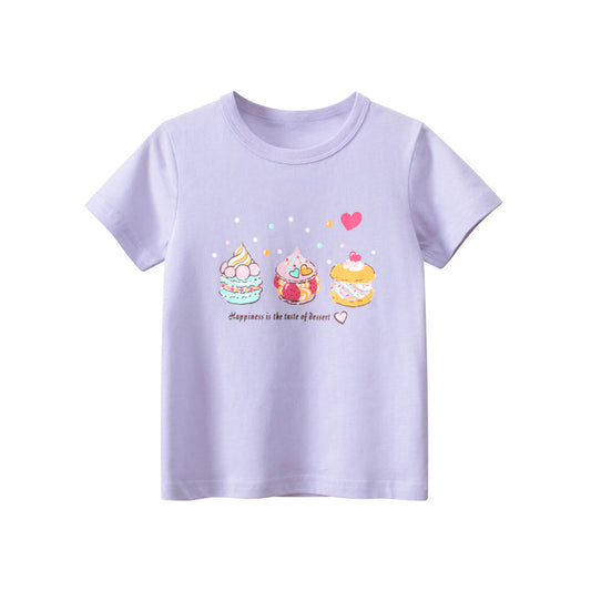 Baby Girl Ice-Cream Pattern Soft Cotton New Style T-Shirt