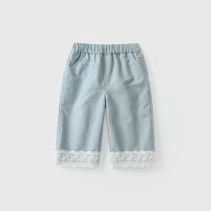 Arrival Autumn Baby Kids Girls Lace Color Patchwork Denim Pants, MyKids-USA®, Jeans, MyKids-USA - Size/Age - 80 (9-12M) - Color - Blue -  -  - TR2509012114-A