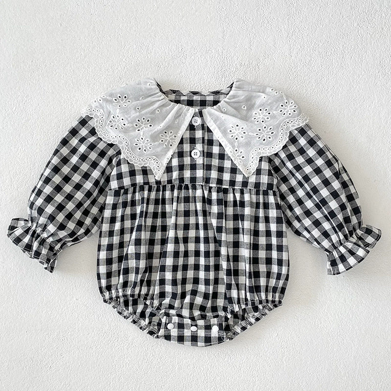 Autumn Baby Girls French-style Flowers Pattern Collar Long Sleeves Plaid Onesies and Dress – Princess Sister Matching Set, MyKids-USA®, Baby & Toddler Outfits, MyKids-USA - Size/Age - 66 (3-6M) - Color - Black -  -  - TR2506232104-A