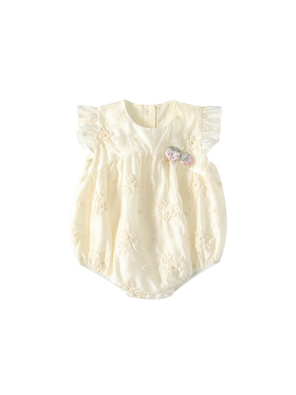 Summer Arrival Baby Girls Fly Sleeves Flowers Embroidered Pattern Bodysuit, MyKids-USA®, Baby & Children's One-Pieces, MyKids-USA - Size/Age - 66 (3-6M) - Color - Apricot -  -  - TR2605202234-A.