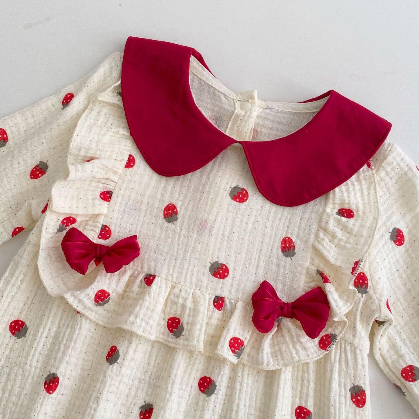 Autumn Arrival Baby Girls Long Sleeves Strawberry Pattern Cute Rompers, MyKids-USA®, Baby One-Pieces, MyKids-USA -  -  -  -  -  -  - 