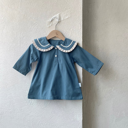 MyKids-USA® Autumn Arrival Baby Kids Girls Long Sleeves Preppy Collar Dress