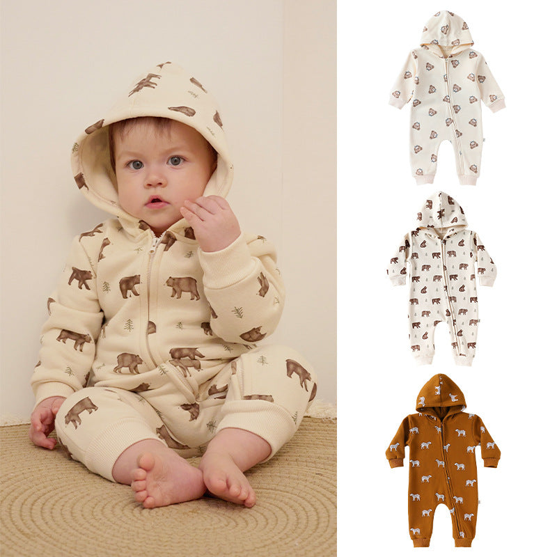 Autumn Arrival Baby Unisex Long Sleeves Animals Cartoon Pattern Hooded Rompers, MyKids-USA®, Baby One-Pieces, MyKids-USA -  -  -  -  -  -  - 