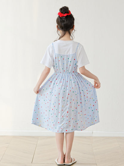 Summer Arrival Short Sleeves Polka Dots Pattern Dress for Stylish Girls