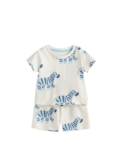 Arrival Summer Baby Kids Boys Short Sleeves Cartoon Pattern T-shirt and Shorts Clothing Set