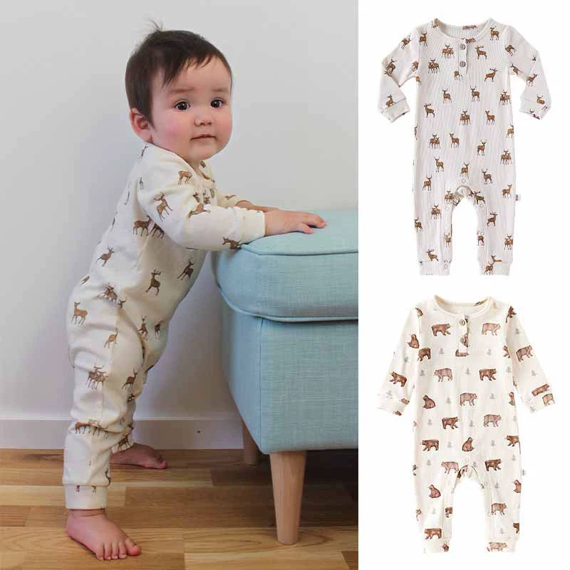 Autumn Arrival Baby Unisex Long Sleeves Casual Animals Pattern Rompers, MyKids-USA®, Baby One-Pieces, MyKids-USA -  -  -  -  -  -  - 
